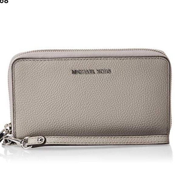 MICHAEL Michael Kors Large Leather Smartphone Wristlet NWOT light grey neverused - Picture 3 of 12